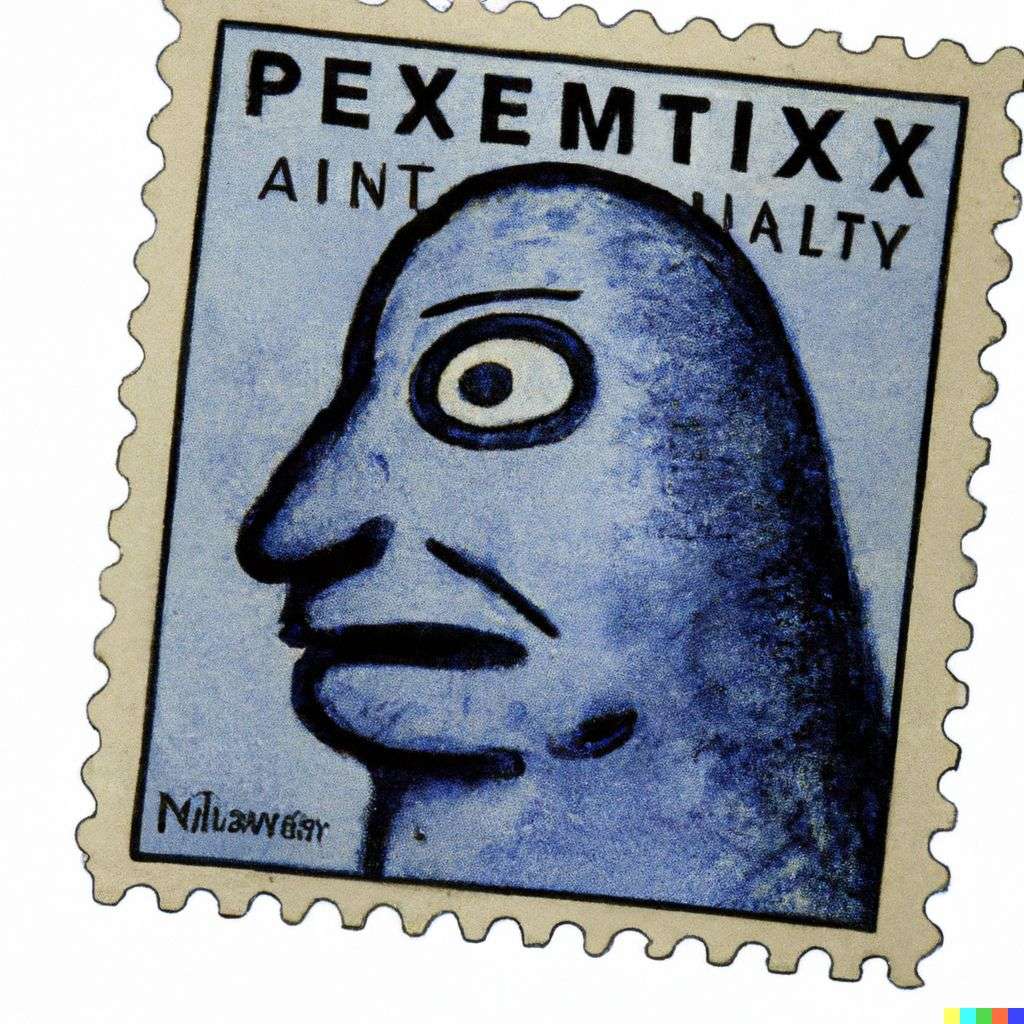 a representation of anxiety, postage stamp